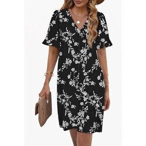 Ofeefan T-Shirt Dress with Ruffle Sleeves & Pockets – Size XL – NWT